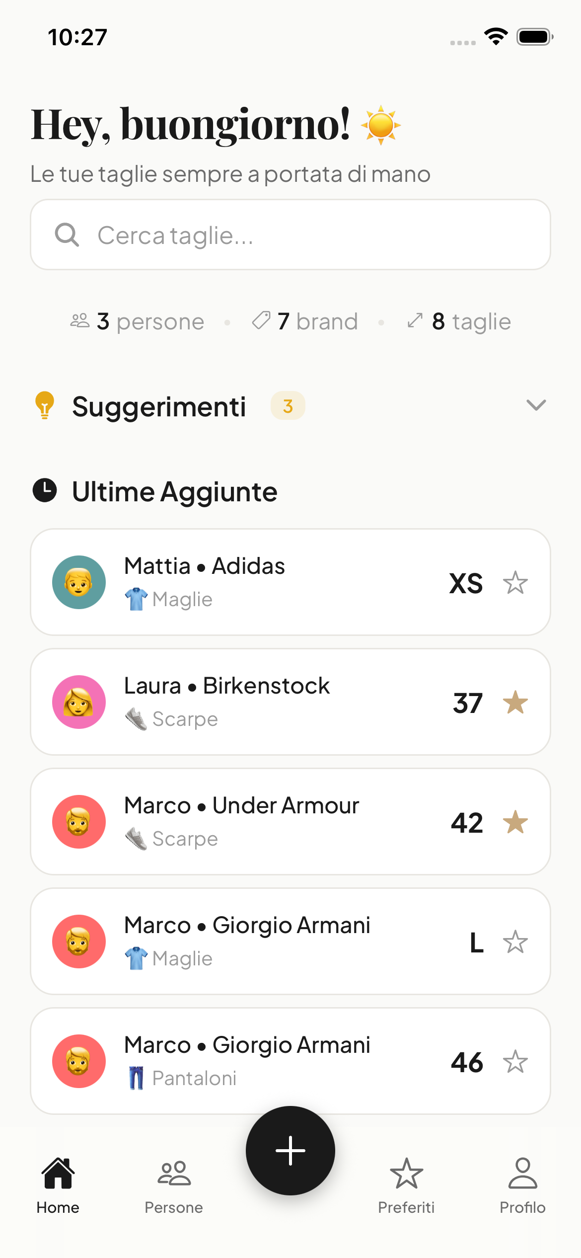 Fytto App - Gestisci le taglie della tua famiglia